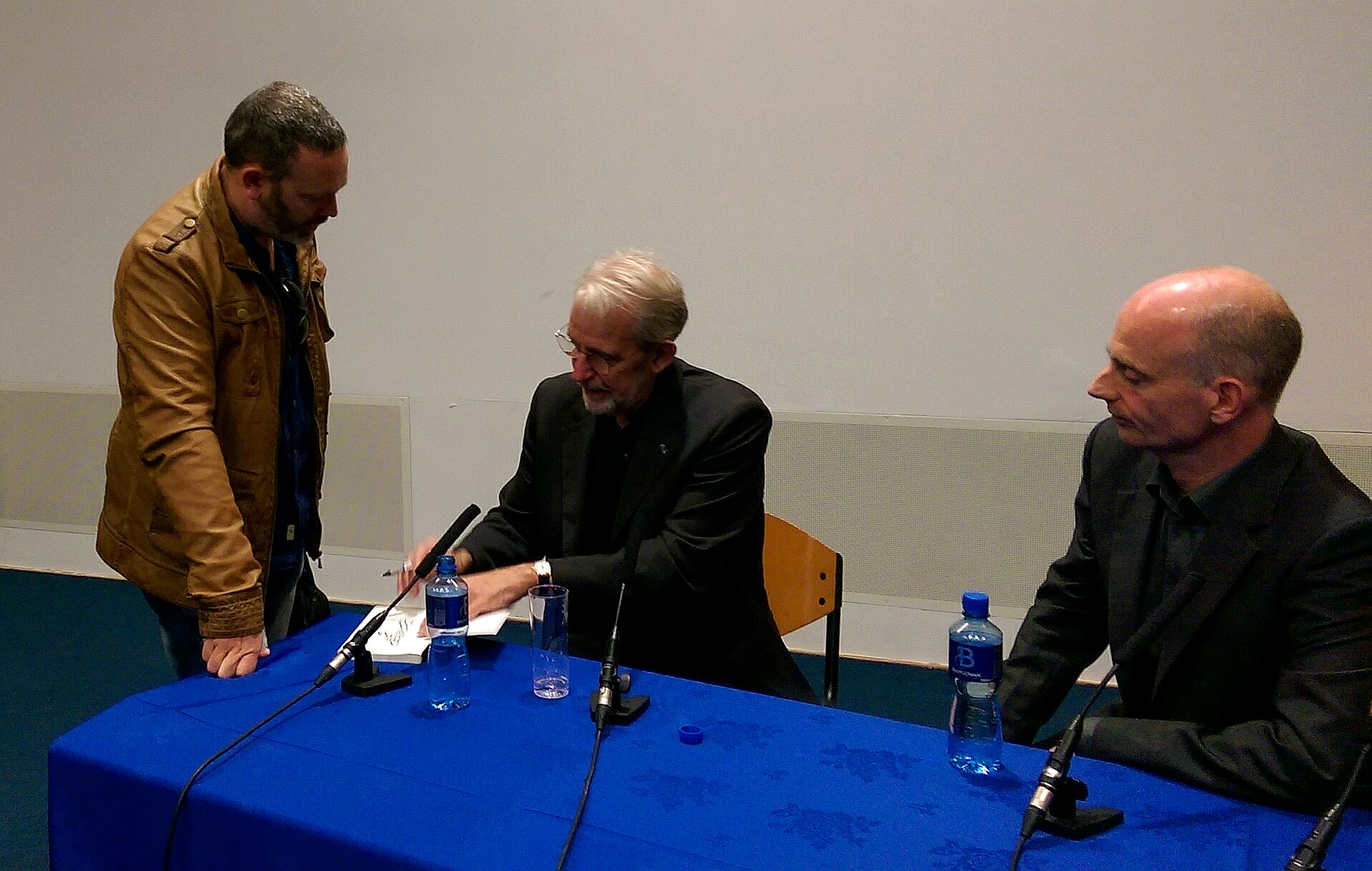 Simon meeting Walter Murch in Galway (may 2015). Editor Declan McGrath also pictured.