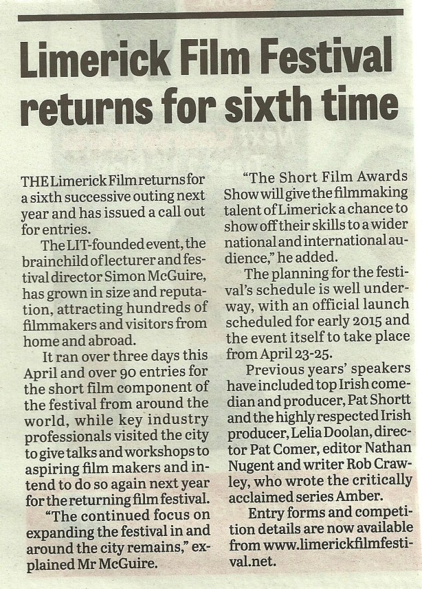 Limerick Chronicle Nov 2014