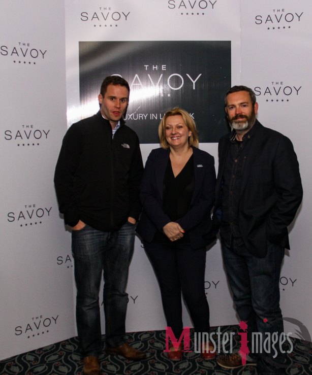 LtoR: Mark Griffin (Behind The Scenes), Jacinta Khan (Savoy Hotel) and Simon. (Photo by Pat Browne, Munster Images.)